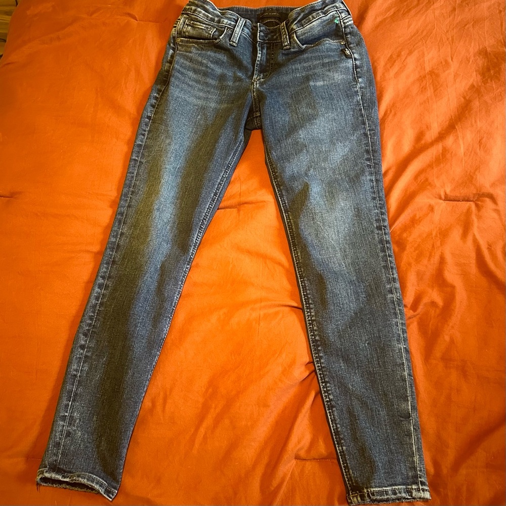 Silver Jeans Dark Blue Suki Skinny Jeans, W27/L27